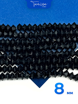 Хрусталь Биконус, плоский, черный, 8мм, нить, Х360