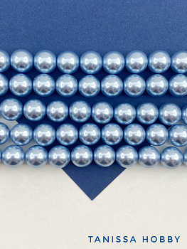 Жемчуг Майорка, голубой, Baby Blue, 10мм, нить, МА258