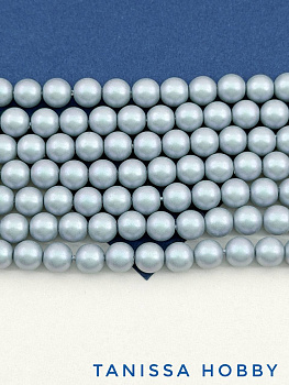 Жемчуг Майорка, серо-голубой, 6мм, нить, МА285