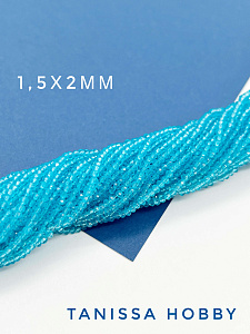Хрусталь рондели 1,5х2мм голубой, нить, Х012