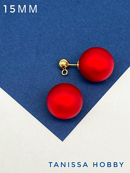 Заглушки для пусет, джекеты, 15мм, красный, позолота, Е418