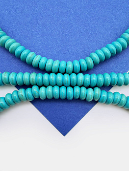 Говлит бусины рондели имитация бирюзы, 6х3мм, нить, Б157