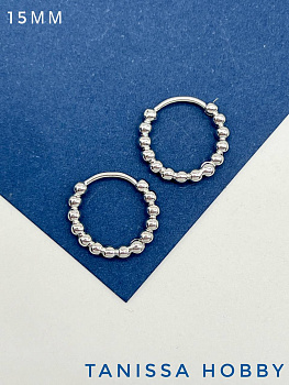 Швензы конго витые, кольца, бублики 15мм, родий, 837