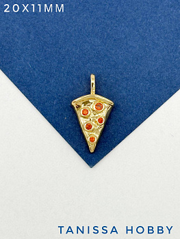 Подвеска пицца 20х11мм , позолота, Д709