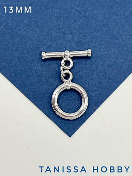 Тогл замок круглый 13мм, родий, Т202