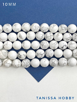 Говлит белый натуральный, бусины круглые 11мм, 1/2 нити, Б269