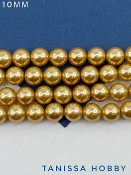 Жемчуг Майорка, золото, Gold, 10мм, нить, МА227