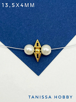 Бусина разделительная, конус, шип, ромб, позолота, К711