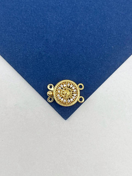 Замок карабин разъёмный многорядный 10мм, на 2 нити, позолота, КР008