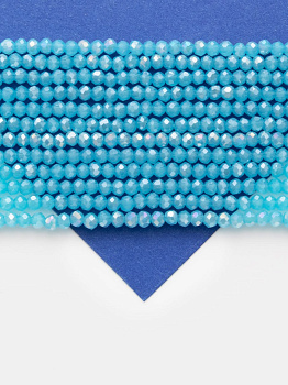 Хрусталь Рондели 2мм, лазурный голубой АВ шайн, нить, Х514