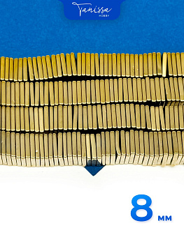 Гематин гематит квадрат 8мм, золото, 1/2 нити, ГТ052