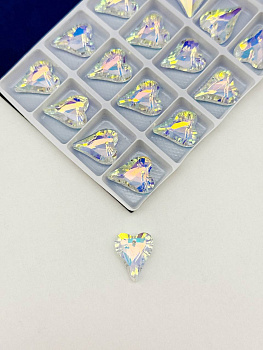 Подвеска кристалл сердце, интерьерный кристалл, прозрачный AB, 17мм, ЛС112