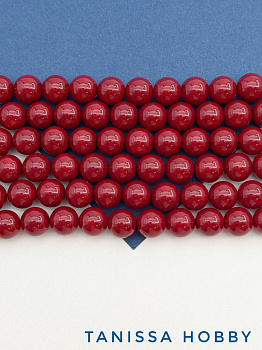 Жемчуг Майорка, круглый, красный вишневый, 8мм, нить, МА305