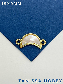 Коннектор луна, перламутр, позолота, А333