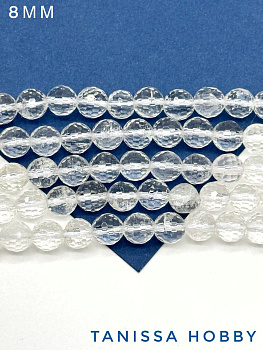 Горный хрусталь натуральный бусины огранка, 8мм, 1/2 нити, Б186