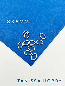 Соединительные колечки овалы, 6х8мм, родий. М801