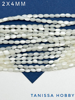 Перламутр бусины овал рис, 2х4мм, нить, ПМ044