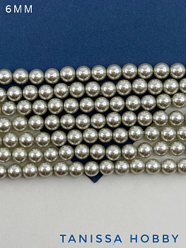 Жемчуг Майорка, серебро, Silver, 6мм, нить, МА221