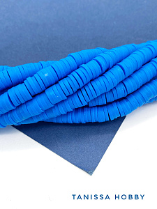 Каучук пластик ярко синий бусины 6мм, нить, П083