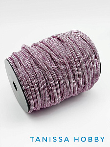 Стразовый шнур, розовый LIGHT ROSE, 5мм, полый, 10СМ, Л64
